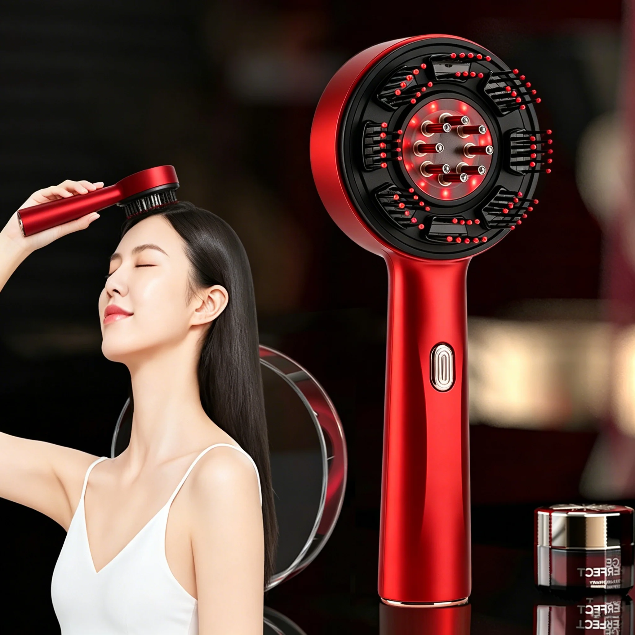 Hair Care Essential - หวีนวดไฟฟ้าแบบพกพา หวีกระตุ้นรูขุมขน ที่ทาออยล์บำรุงหนังศีรษะ เครื่องนวดศีรษะระบบสั่น ช่วยเร่งการเจริญเติบโตของเส้นผม ป้องกันผมร่วง