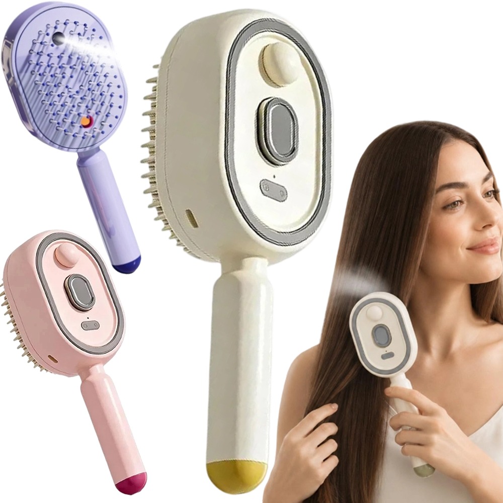 Hair Care Essence Oil Spray - หวีนวดอเนกประสงค์, เครื่องนวดหนังศีรษะแบบพ่นลมไฟฟ้า, หวีดูแลเส้นผมด้วยน้ำมันหอมระเหยแบบทำความสะอาดตัวเองได้, ของขวัญสำหรับผู้หญิง