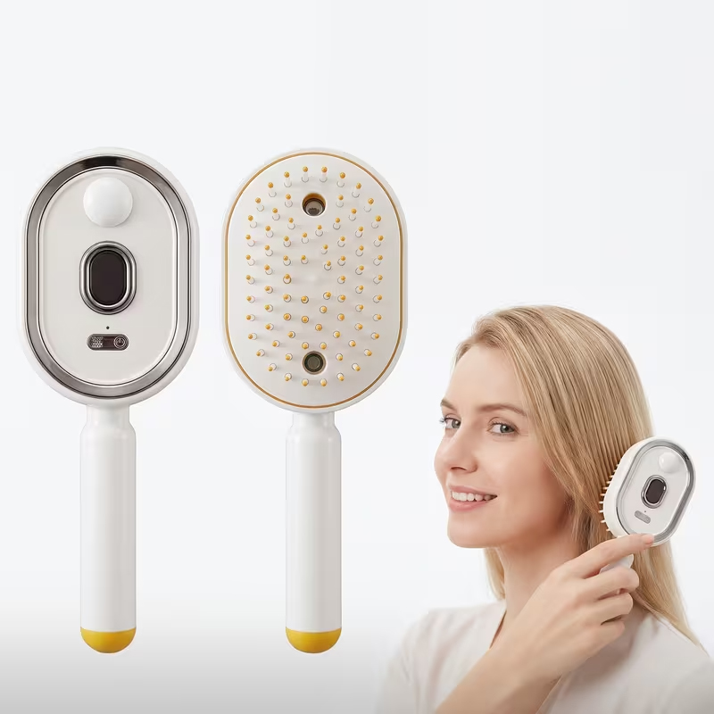 Hair Care Essential - หวีนวดไฟฟ้าพร้อมระบบพ่นน้ำมันหอมระเหย บำรุงเส้นผมและช่วยสางผมให้ไม่พันกัน – ทำความสะอาดตัวเองได้ ป้องกันไฟฟ้าสถิต และไม่ทำให้ผมพันกัน
