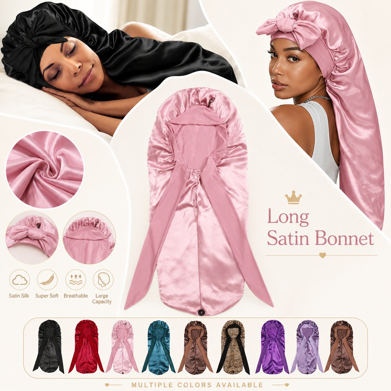 หมวกคลุมผมซาตินขนาดใหญ่สำหรับน - Satin Hair Bonnet บทวิจารณ์และราคา