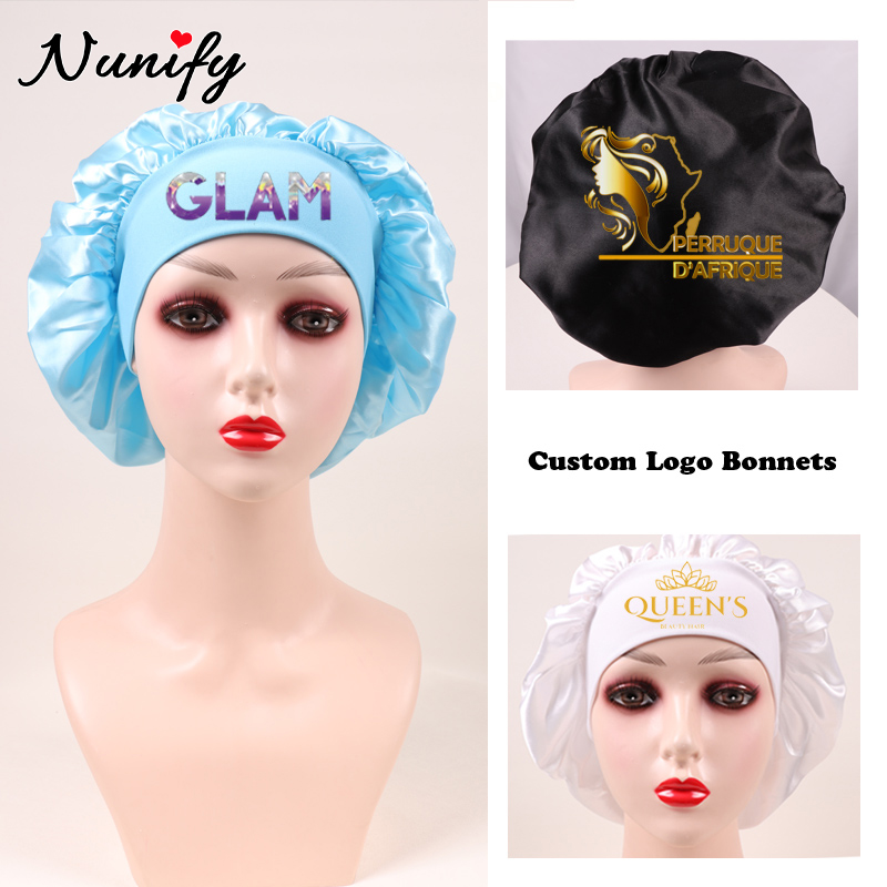 หมวกซาตินปักโลโก้ตามสั่ง 10 ชิ - Satin Hair Bonnet บทวิจารณ์และราคา